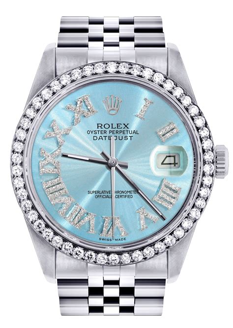 rolex watch light blue face|rolex date just blue dial.